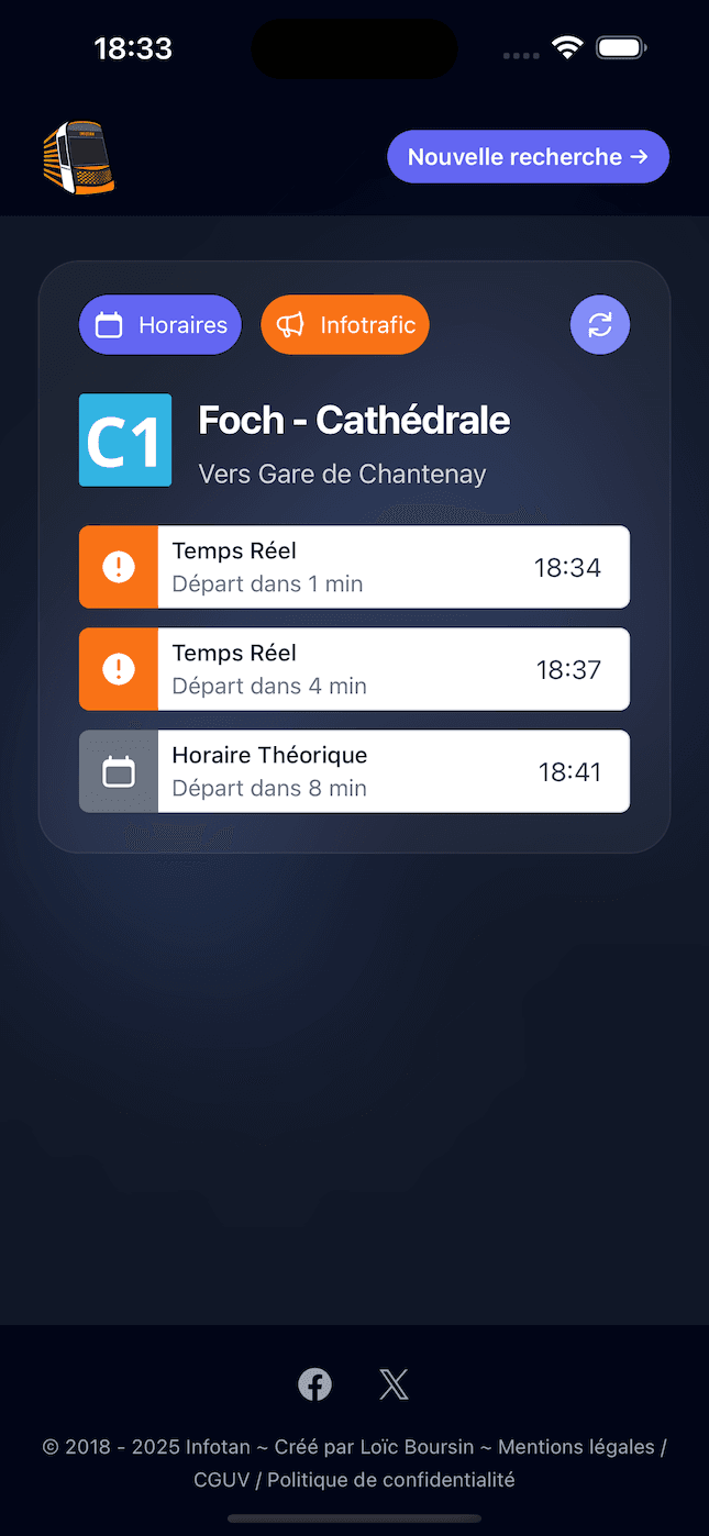 Aperçu de l’application Infotan sur mobile